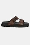 Shop_Lafattio_Brown Arba Buckled Slippers  _Online_at_Aza_Fashions