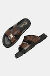 Shop_Lafattio_Brown Arba Buckled Slippers  