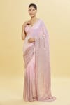 Buy_Shlok Design_Pink Chiffon Embroidery Sequin Sweetheart Dual Tone Saree With Blouse _Online_at_Aza_Fashions