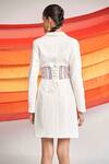 Shop_Detales_Ivory Banana Crepe Notched Lapel Kylie Corset Blazer Dress_at_Aza_Fashions