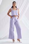 Buy_Detales_Purple Linen Square Neck Strap Top And Palazzo Pant Set For Women_at_Aza_Fashions