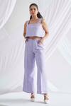 Detales_Purple Linen Square Neck Strap Top And Palazzo Pant Set For Women_Online_at_Aza_Fashions