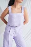 Shop_Detales_Purple Linen Square Neck Strap Top And Palazzo Pant Set For Women_Online_at_Aza_Fashions