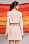 Shop_Detales_Peach Banana Crepe Notched Christina Crop Blazer And High Waist Corset Skirt Set_at_Aza_Fashions