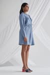 Detales_Blue Latte Crepe Plain Collared Neck Emily Shirt Dress_at_Aza_Fashions