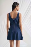 Shop_Detales_Blue Double Side Scuba Plain U Neck Tinkerbell Corset Skater Dress_at_Aza_Fashions