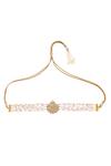 Shop_MAISARA JEWELRY_Gold Plated Kundan Embellished Pendant Choker _at_Aza_Fashions