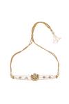 Shop_MAISARA JEWELRY_Gold Plated Pearl Embellished Jadau Choker _at_Aza_Fashions
