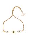 Shop_MAISARA JEWELRY_Gold Plated Pearl Embellished Floral Choker Necklace_at_Aza_Fashions