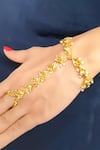 Buy_Minaki_Gold Plated Pearls Geometric Kundan Hathphool - Set Of 2 _at_Aza_Fashions
