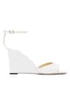 Buy_Sephyr_White Embroidered Alba Square Toe Wedges_Online_at_Aza_Fashions
