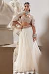 Buy_Ridhima Bhasin_Ivory Flat Chiffon And Organza Meadow Skirt Set With Floral Bomber Jacket _at_Aza_Fashions