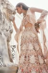 Shop_Ridhima Bhasin_Ivory Organza Embroidered 3d Aurora Floral Bridal Lehenga Set  _at_Aza_Fashions
