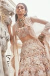 Ridhima Bhasin_Ivory Organza Embroidered 3d Aurora Floral Bridal Lehenga Set  _Online_at_Aza_Fashions