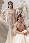 Ridhima Bhasin_Ivory Organza Embroidered 3d Flowers Juniper Kurta And Sharara Set  _Online_at_Aza_Fashions