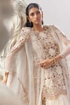 Shop_Ridhima Bhasin_Ivory Organza Embroidered 3d Flowers Juniper Kurta And Sharara Set  _Online_at_Aza_Fashions