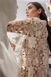 Ridhima Bhasin_Ivory Organza Embroidered 3d Flowers Jacket Willow Draped Pant Set  _Online_at_Aza_Fashions