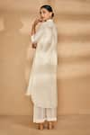 Buy_Gulabo by Abu Sandeep_Off White Chanderi Embroidered Applique Mandarin Collar Floral Kurta  _Online_at_Aza_Fashions