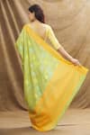 Resa by Ushnakmals_Green Mushroo Silk Woven Floral Saree _Online_at_Aza_Fashions