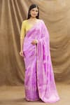 Buy_Resa by Ushnakmals_Purple Monga Silk Woven Floral Zari Motif Pattern Saree With Running Blouse _at_Aza_Fashions