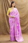 Shop_Resa by Ushnakmals_Purple Monga Silk Woven Floral Zari Motif Saree _at_Aza_Fashions