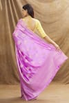 Resa by Ushnakmals_Purple Monga Silk Woven Floral Zari Motif Pattern Saree With Running Blouse _Online_at_Aza_Fashions