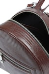 Buy_X Feet Above_Brown Thread And Bead Embroidered Leather Backpack _Online_at_Aza_Fashions