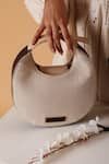 Buy_X Feet Above_White Plain Luna Structured Canvas Bag _at_Aza_Fashions