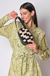 X Feet Above_Black Checkered Pattern Berlin Leather Egg Shaped Bag _Online_at_Aza_Fashions