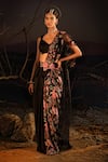 Buy_Aditi Gupta_Black Printed And Embroidered Panelled Pre-draped Saree With Blouse  _at_Aza_Fashions