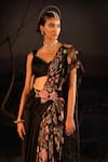 Aditi Gupta_Black Printed And Embroidered Panelled Pre-draped Saree With Blouse  _Online_at_Aza_Fashions