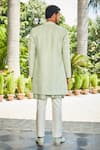 Shop_Bohame_Green Jacket- Georgette Embroidered Chikankari Harit Open And Kurta Set _at_Aza_Fashions