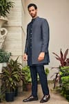 Bohame_Blue Jacket- Georgette Embroidered Chikankari Aagney Open And Kurta Set _at_Aza_Fashions