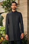 Bohame_Black Jacket- Georgette Embroidered Chikankari Mrig With Pant _Online_at_Aza_Fashions