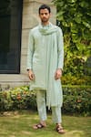 Buy_Bohame_Green Kurta And Dupatta- Georgette Embroidered Chikankari Devagya Set _Online_at_Aza_Fashions