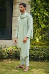 Shop_Bohame_Green Kurta And Dupatta- Georgette Embroidered Chikankari Devagya Set _Online_at_Aza_Fashions