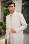 Bohame_Pink Jacket- Georgette Embroidered Chikankari Nirbhay Open And Kurta Set _Online_at_Aza_Fashions