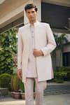 Buy_Bohame_Pink Jacket- Georgette Embroidered Chikankari Nirbhay Open And Kurta Set _Online_at_Aza_Fashions