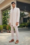 Bohame_Pink Jacket- Georgette Embroidered Chikankari Nirbhay Open And Kurta Set _at_Aza_Fashions