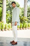 Bohame_Green Bundi- Georgette Embroidered Chikankari Satyen Jacket And Short Kurta Set _at_Aza_Fashions