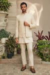 Buy_Bohame_Beige Jacket- Georgette Embroidered Chikankari Ipsit Open With Kurta Set _at_Aza_Fashions