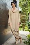 Buy_Bohame_Beige Kurta And Dupatta- Georgette Embroidered Chikankari Udvah Set _at_Aza_Fashions