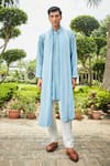 Buy_Bohame_Blue Kurta And Dupatta- Georgette Embroidered Chikankari Udvah Set _at_Aza_Fashions