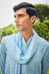 Bohame_Blue Kurta And Dupatta- Georgette Embroidered Chikankari Udvah Set _at_Aza_Fashions