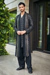 Buy_Bohame_Black Kurta And Dupatta- Georgette Embroidered Chikankari Vyom Set _at_Aza_Fashions