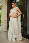 Bohame_Off White Georgette Embroidered Mirror Halter Kaeya Lehenga Set _Online_at_Aza_Fashions