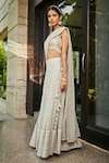 Shop_Bohame_Off White Georgette Embroidered Mirror Halter Kaeya Lehenga Set _Online_at_Aza_Fashions