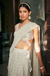 Bohame_Off White Georgette Embroidered Mirror Halter Kaeya Lehenga Set _at_Aza_Fashions