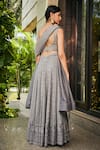 Shop_Bohame_Grey Georgette Embroidered Sequin Round Eka Chikankari Lehenga Set _at_Aza_Fashions