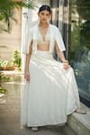 Bohame_White Georgette Embroidered Chikankari Plunge Beryl Lehenga Set With Jacket _Online_at_Aza_Fashions